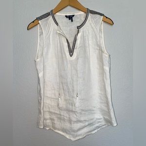 Nic+Zoe white linen tank